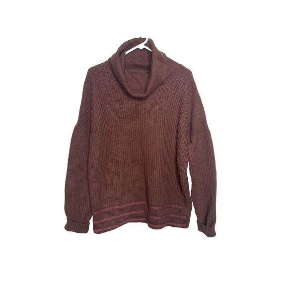 Prana Size XL Pullover Sweater Women's  Wool Blend Warm Brown Cowl Neck - Picture 1 of 9